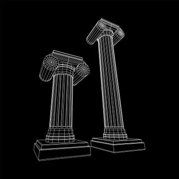 Greek ionic column. Ancient pillars. Stock Illustration
