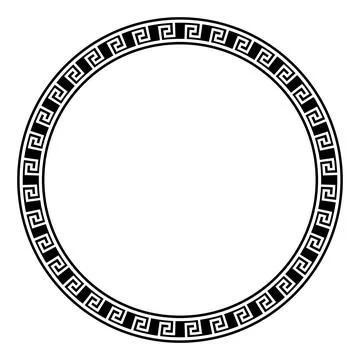 Greek key border, circular frame, meander pattern, classical decorative desig Illustrazione stock