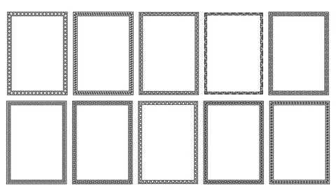 Greek Key Frame Collection Vector Illustration Ancient Meander Border Decor.. Illustrazione stock