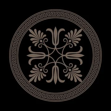 Greek key meander vector pattern. Vintage Round frame in Victorian style.  Stock Illustration