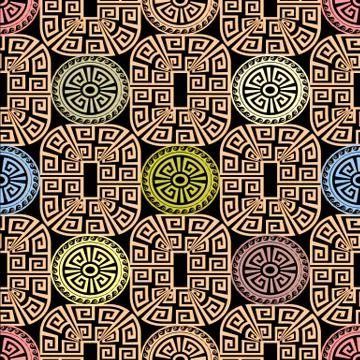 Greek key meanders vector seamles pattern. Geometric modern ornamental backgr Stock Illustration