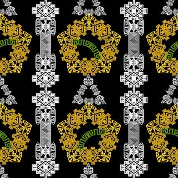 Greek key meanders vector seamless pattern. Illustrazione stock