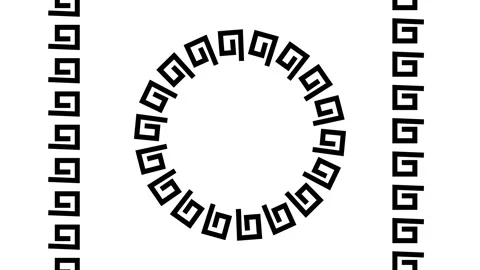 Greek Key Ring Flanked Strips Animation Stock Footage 337391023