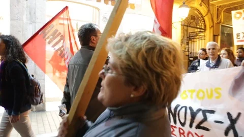 Greek left wing protestors Stock Footage 87573051