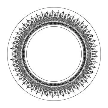 Greek meander. Patterns of Greece, ancient Rome. Circle european antique border. Illustrazione stock