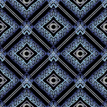 Greek meanders seamless pattern. Vector geometric tiled background. Modern 3d 库存插图