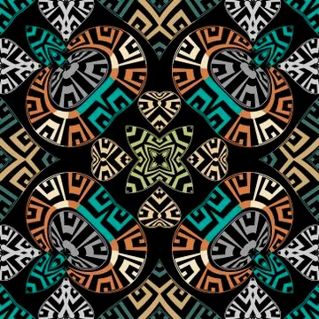 Greek modern vector seamless pattern. Abstract tribal ethnic background. Repe イラスト素材