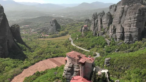 A greek monastery on a mountain Stock Footage 190514443