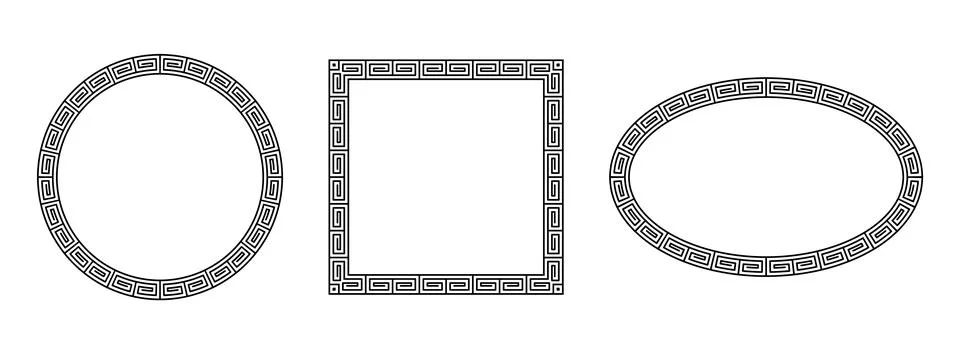 Greek motif border frames set. Stock Illustration