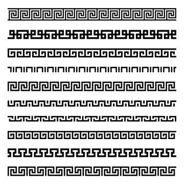 Greek Motif Pattern Divider Set Geometric Greek Key Border Line Collection 库存插图
