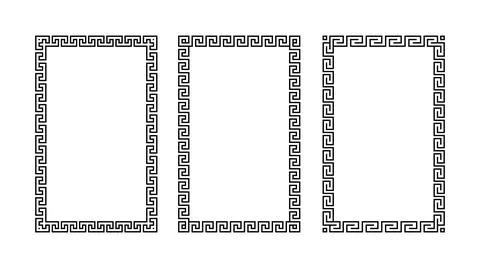 Greek ornament rectangle frame set. Meander square patterns collection. Ancient Stock Illustration