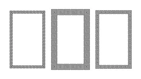 Greek ornament rectangle frame set. Meander rectangle patterns collection Illustration