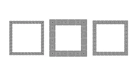 Greek ornament square frames set. Meander rectangle patterns collection. Ancient Illustrazione stock