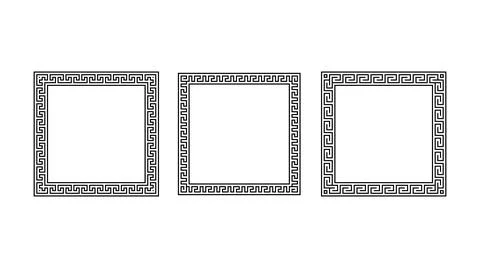 Greek ornament square frames set. Meander rectangle patterns collection. Ancient Illustrazione stock
