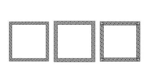 Greek ornament square frames set. Meander rectangle patterns collection. Ancient 스톡 일러스트