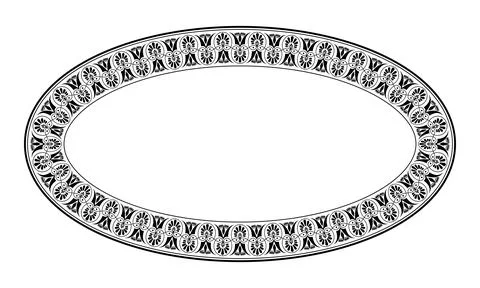 Greek oval pattern frame, border. Greek Oval porcelain plate. Patterns of Greece イラスト素材
