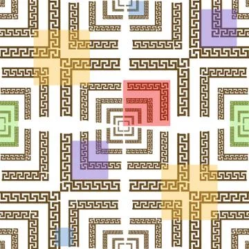 Greek pattern border colored geometric figure pattern Stock Illustration