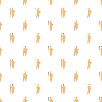 Greek philosopher pattern holding staff on white background Stock Illustration