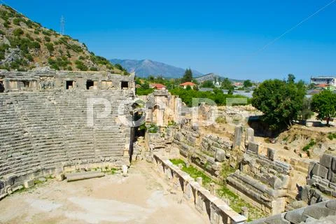 Greek-Roman amphitheater. Turkey. Stock Photos