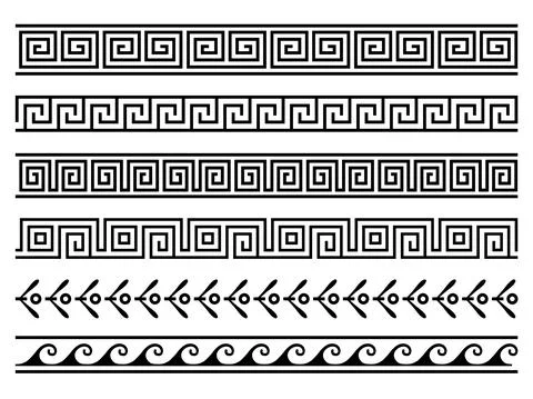 Greek roman pattern border decorative ornament. Ancient greek meander vector Stock Illustration