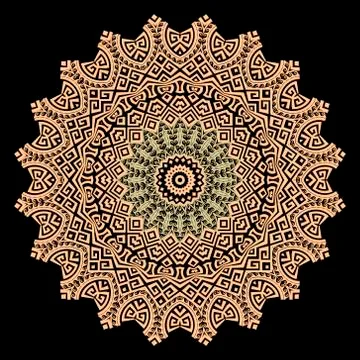 Greek round vector mandala pattern. Abstract tribal ethnic style floral backg Illustrazione stock