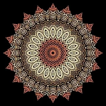 Greek round vector mandala pattern. Abstract tribal ethnic style floral backg Illustrazione stock