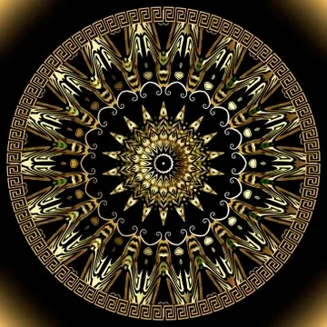 Greek round vector mandala pattern. Luxury arabic style floral background. Gr Stockillustratie