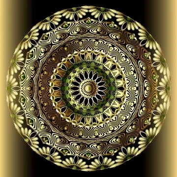 Greek round vector mandala pattern. Luxury arabic style floral background. Gr Stock Illustration