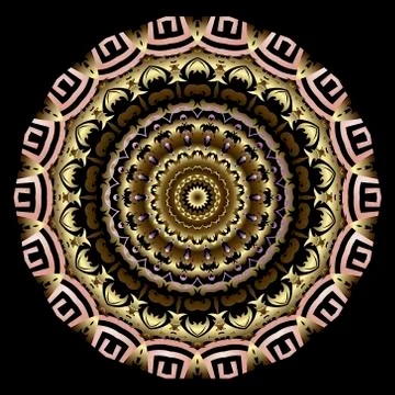 Greek round vector mandala pattern. Abstract floral ornamental background. Co Stock Illustration