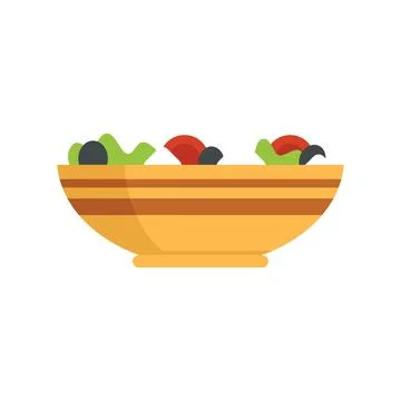 Greek salad icon flat vector. Food bowl Stock Illustration