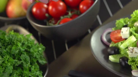 Greek Salad Preparing Stock Footage 31668936
