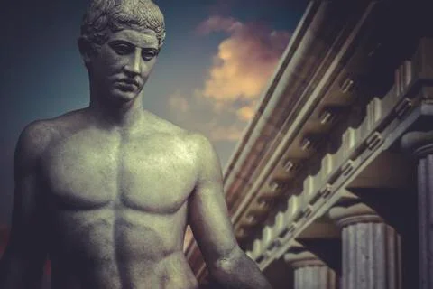 Greek sculpture, hero apollo, classical statue Stock Photos