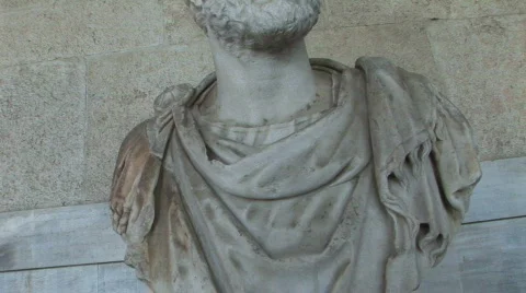 Greek sculpture in Stoa, Agora Museum Tour -9 Stock Footage
