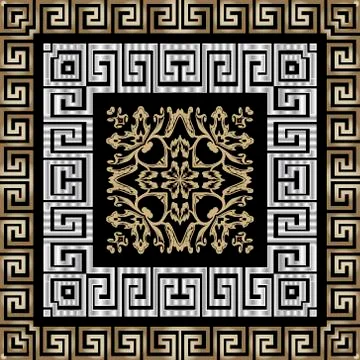 Greek square frames seamless pattern. Ornamental geometric backg イラスト素材