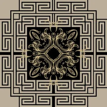 Greek square frames seamless pattern. Ornamental geometric background. Repeat Stock Illustration