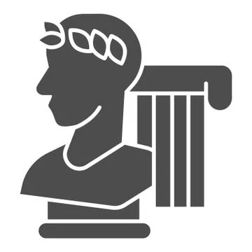 Greek statue and column solid icon, Back to school concept, monument and column Stock Illustration