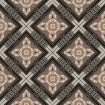 Greek style arabesque seamless pattern. Vector ornamental colorful background Illustrazione stock