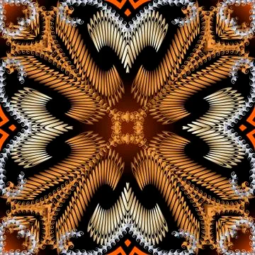 Greek textured abstract 3d vector seamless pattern. Floral ornamental ethnic Ilustración de archivo