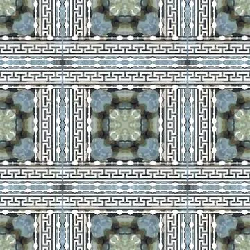 Greek textured vector seamless pattern. Repeat tribal abstract background. Gr Illustrazione stock