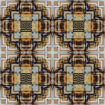 Greek textured vector seamless pattern. Repeat tribal abstract background. Gr Stock Illustration