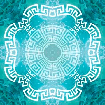 Greek textured vector seamless pattern. Repeat light blue nautical background Stock Illustration