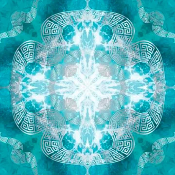 Greek textured vector seamless pattern. Repeat light blue nautical background 스톡 일러스트