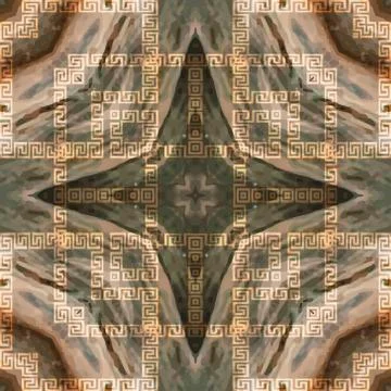 Greek textured vector seamless pattern. Repeat tribal abstract background. Gr 스톡 일러스트