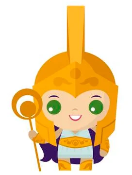 Greek tiny cute goddess of wisdom athena minerva Stock Illustration