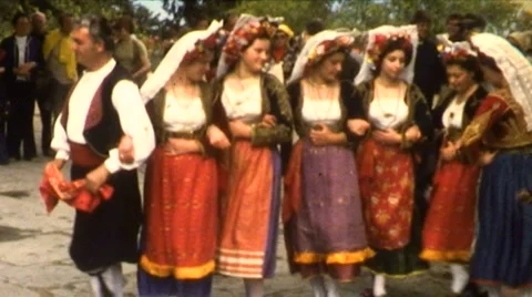 Greek Traditional Folk Dance Performance V4- Vintage Super8 Film Stock Footage
