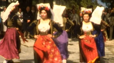 Greek Traditional Folk Dance Performance V2- Vintage Super8 Film Stock Footage