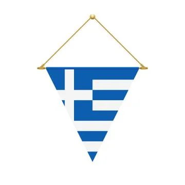 Greek triangle flag hanging, vector illustration Stock Illustration