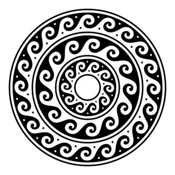 Greek vector mandala, Ancient round meander art in circle isolated on white Stock Illustration