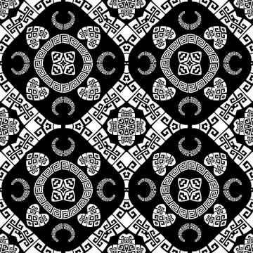 Greek vector Paisley seamless pattern. Ornamental patterned love hearts イラスト素材
