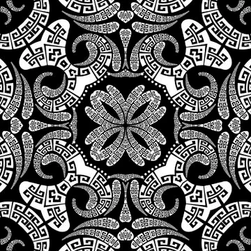 Greek vector Paisley seamless pattern. Ornamental patterned ethnic background Stock Illustration